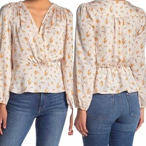 LUSH ivory floral blouse. Size S